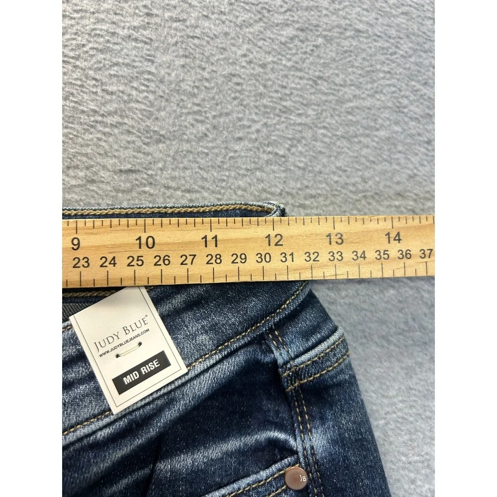 Judy Blue Boyfriend Jeans Womens 0/24 Mid Rise Dark Wash Blue Cuffed Stretch Fit
